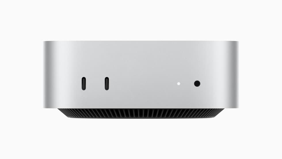 Apple Mac mini shown from the front as one compact always-on server option.