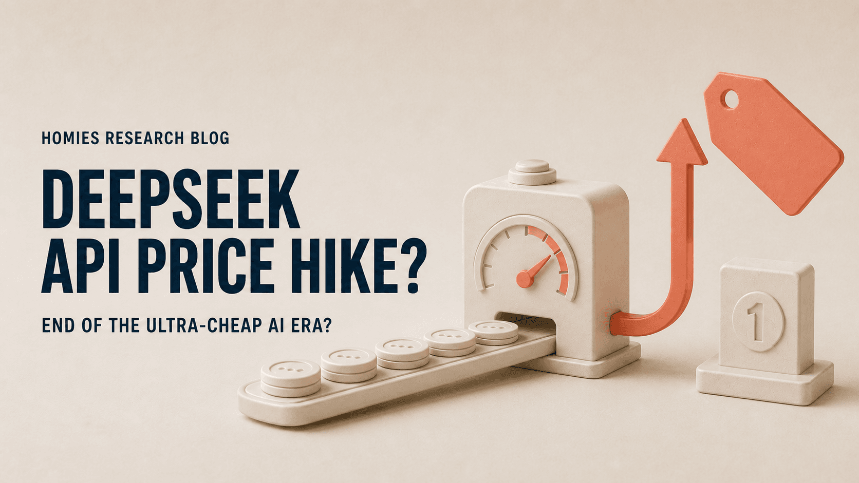 Homies Research Blog cover asking whether DeepSeek's planned API price increase ends the ultra-cheap AI model era