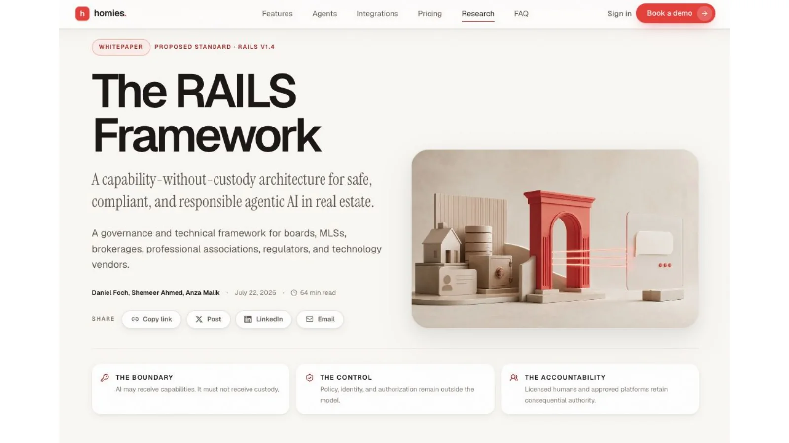 Homies Research page introducing the RAILS Framework.